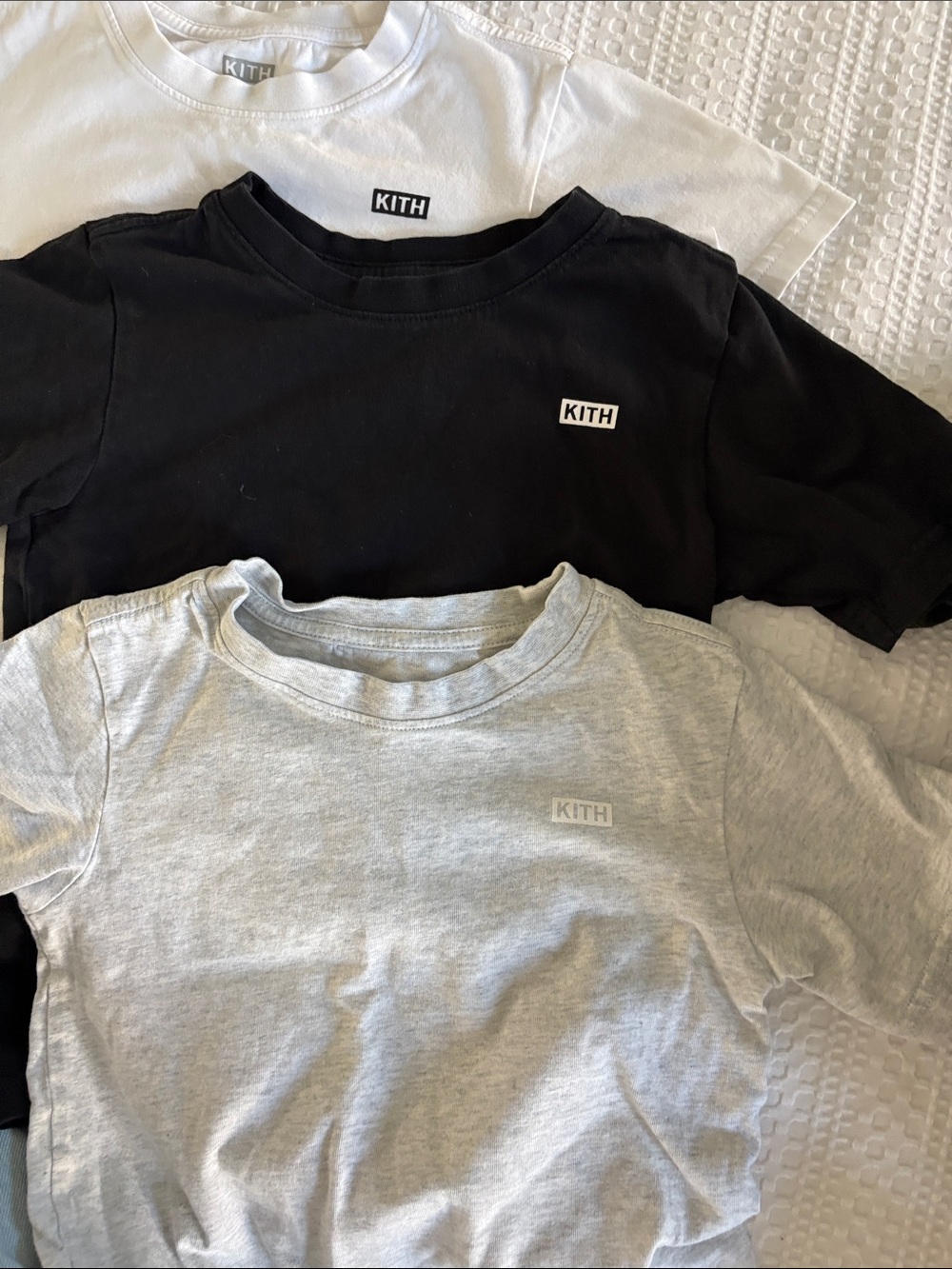 Kith Kids Short Sleeve Tee Trio - Black, White, Gray